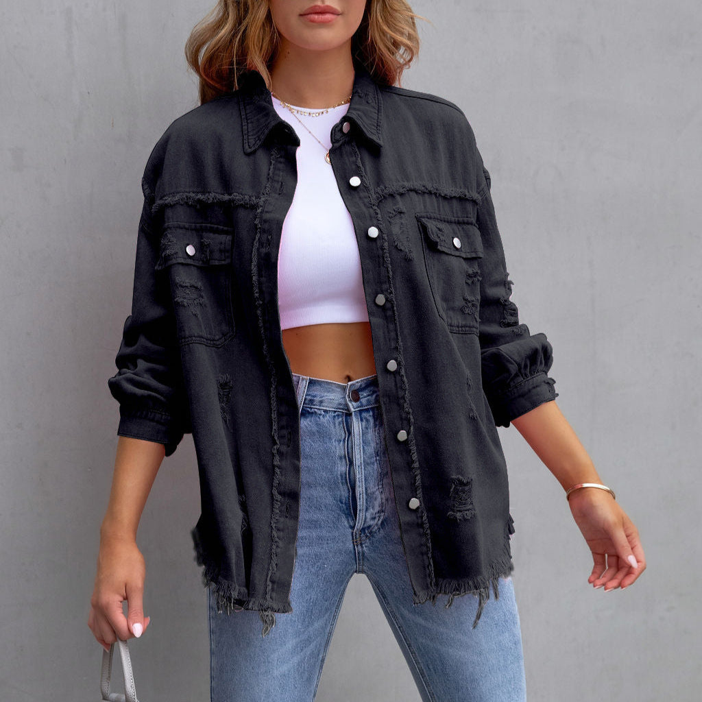 Femmes - Veste en jean décontractée - Denim de haute qualité - Style artistique élégant - Mode tendance