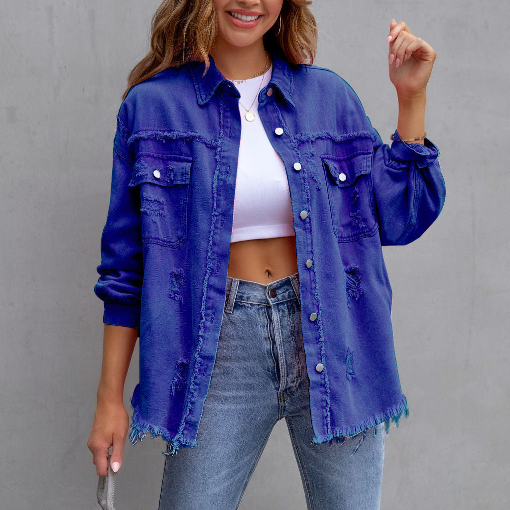 Femmes - Veste en jean décontractée - Denim de haute qualité - Style artistique élégant - Mode tendance