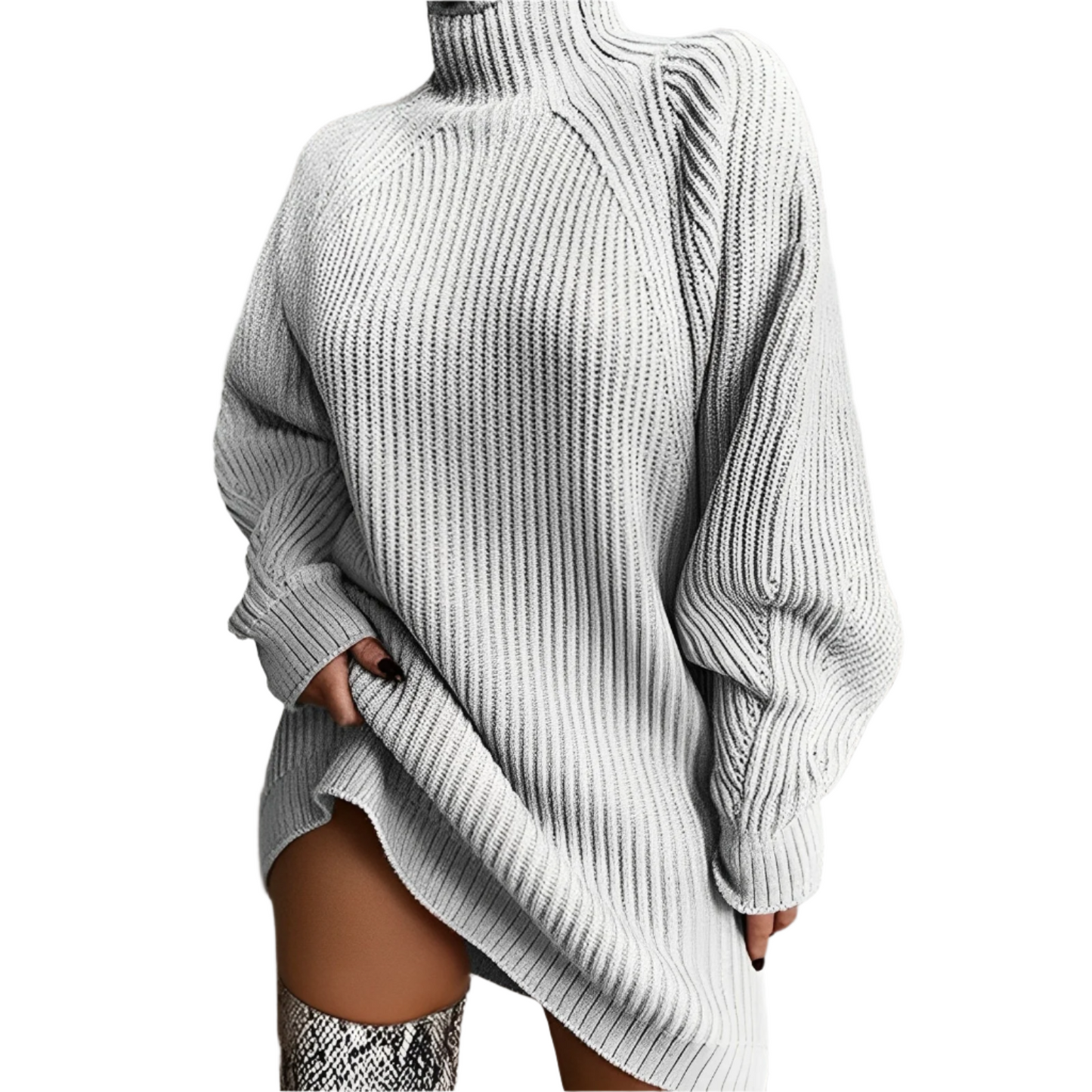 Femmes - Pull oversize à col roulé - Style tricot douillet