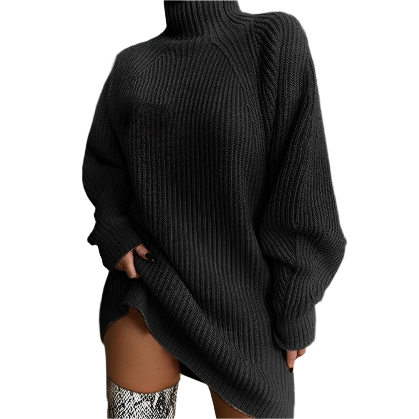 Femmes - Pull oversize à col roulé - Style tricot douillet