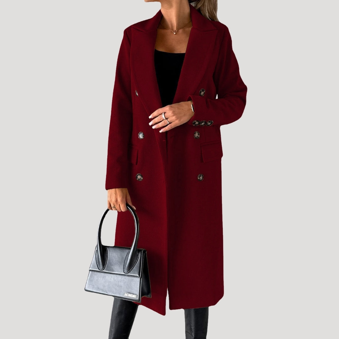 Femmes - Manteau long d'hiver - double boutonnage