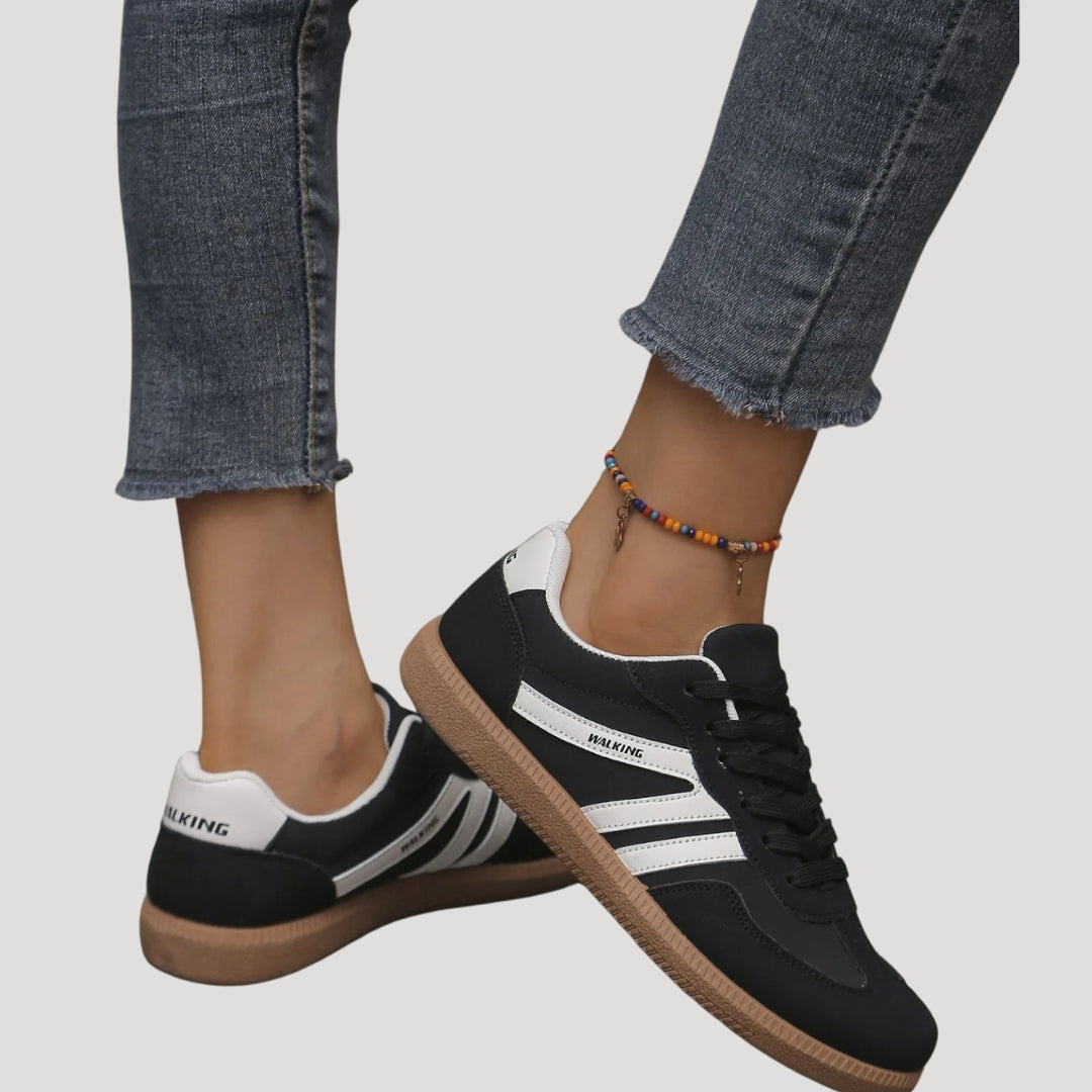 Femmes - Baskets à lacets - Matériau durable - Rayures élégantes - Chaussures confortables pour le quotidien