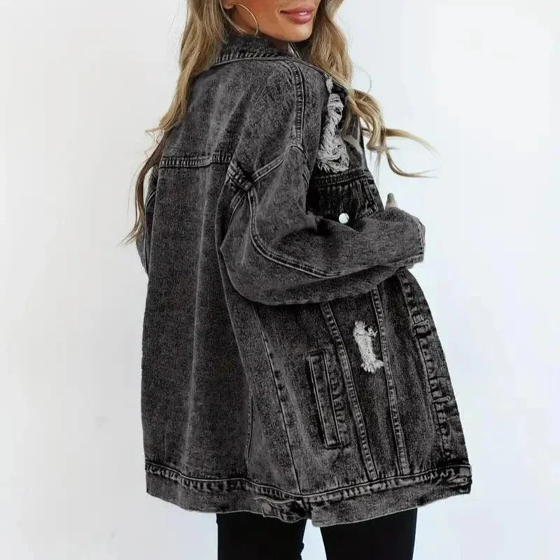 Femmes - Veste en jean surdimensionnée - Tissu durable - Mode polyvalente pour toutes les occasions