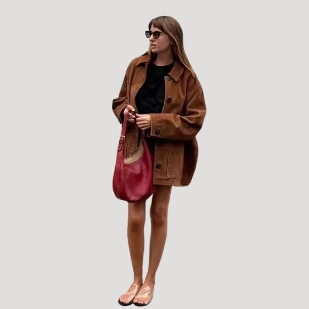 Femmes - Veste d'hiver en daim - Style oversize