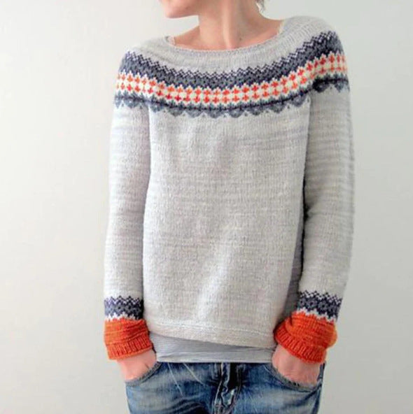Femmes - Pull d'hiver - Tricot doux - Design rétro - Manches Longues - Confort et Style