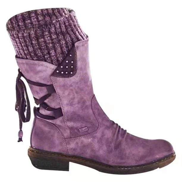 Femmes - Bottines d'hiver avec laçage - Cuir - Chaudes et élégantes - Parfaites pour les journées froides