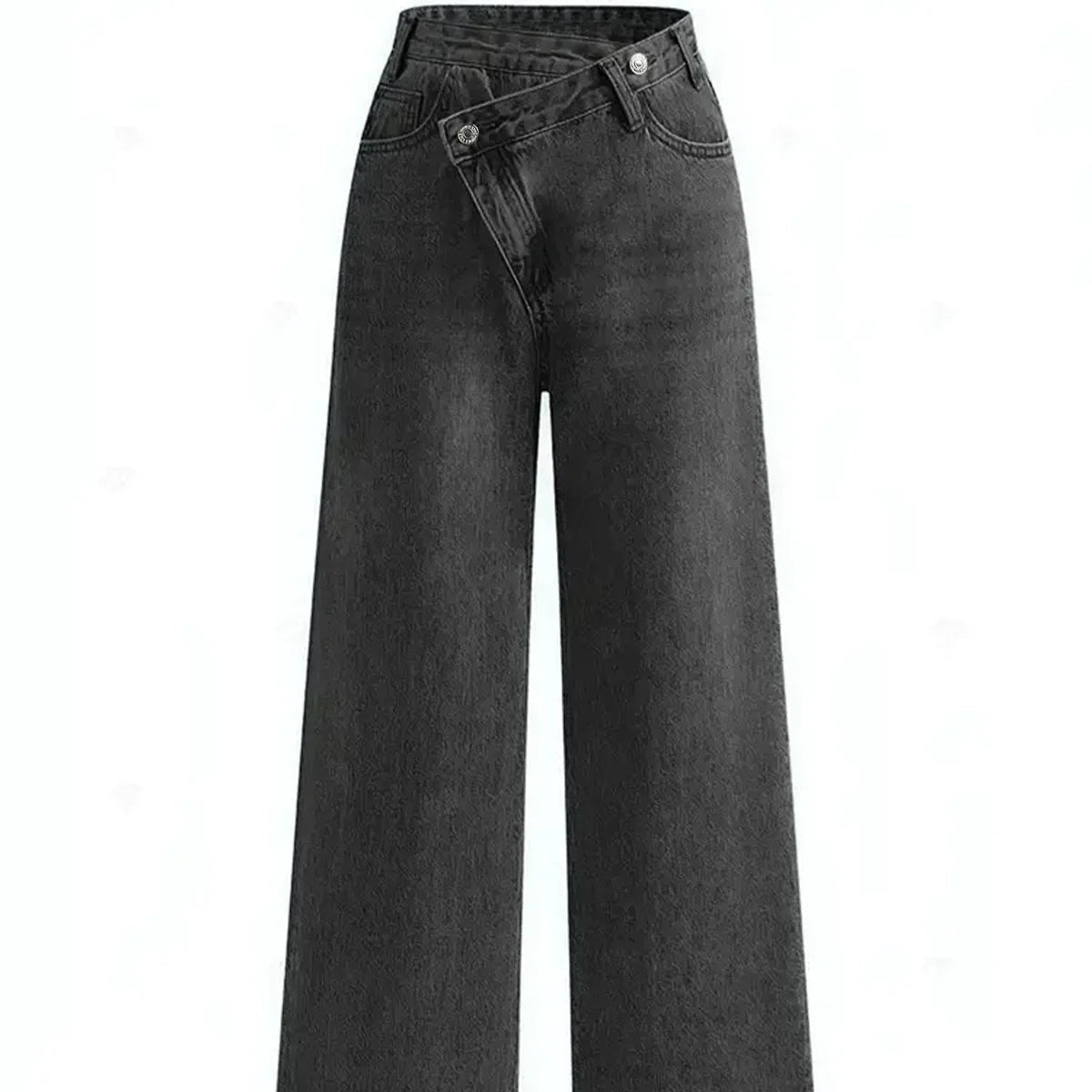 Femmes - Jeans - Denim - Taille asymétrique - Jambe large pour un look tendance et chic sans effort