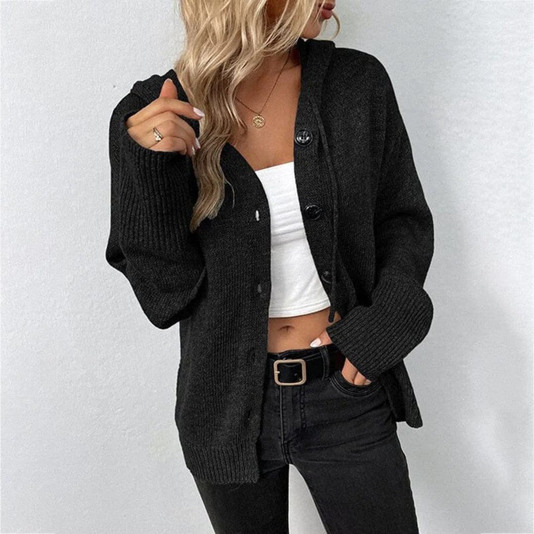 Femmes - Cardigan en tricot à capuche - Douillet et élégant