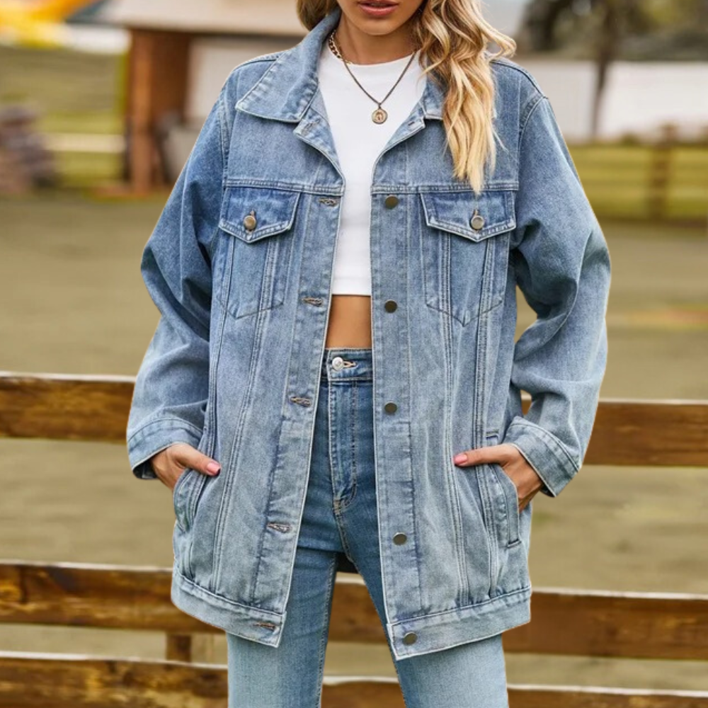 Femmes - Veste en jean élégante - Tissu durable - Confortable et polyvalente pour toute l'année - Style tendance
