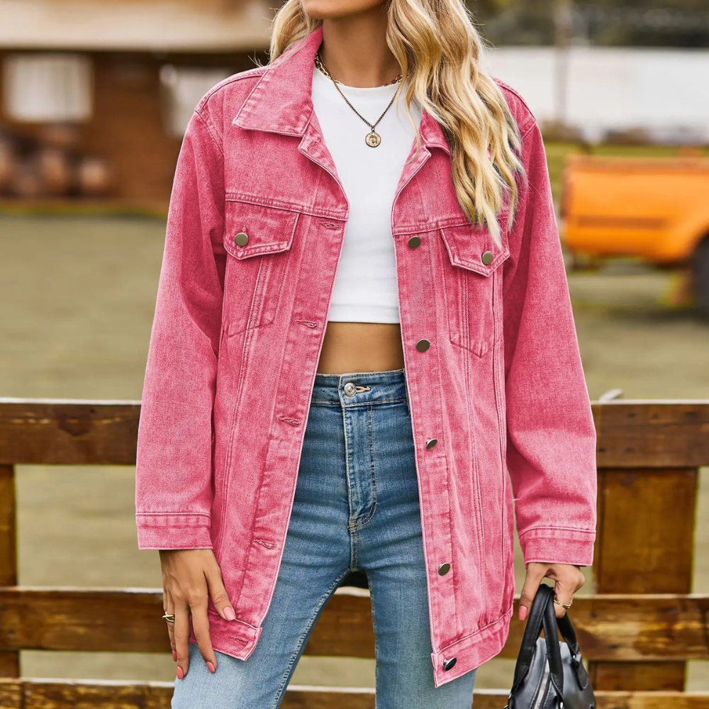 Femmes - Veste en jean élégante - Tissu durable - Confortable et polyvalente pour toute l'année - Style tendance