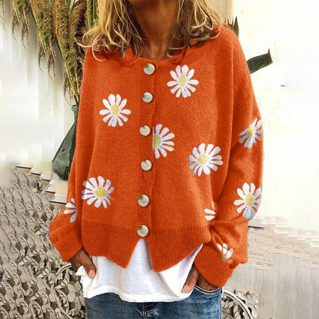 Femmes - Pull en maille floral - Tissu doux - Manches longues - Confortable et élégant pour toutes les occasions