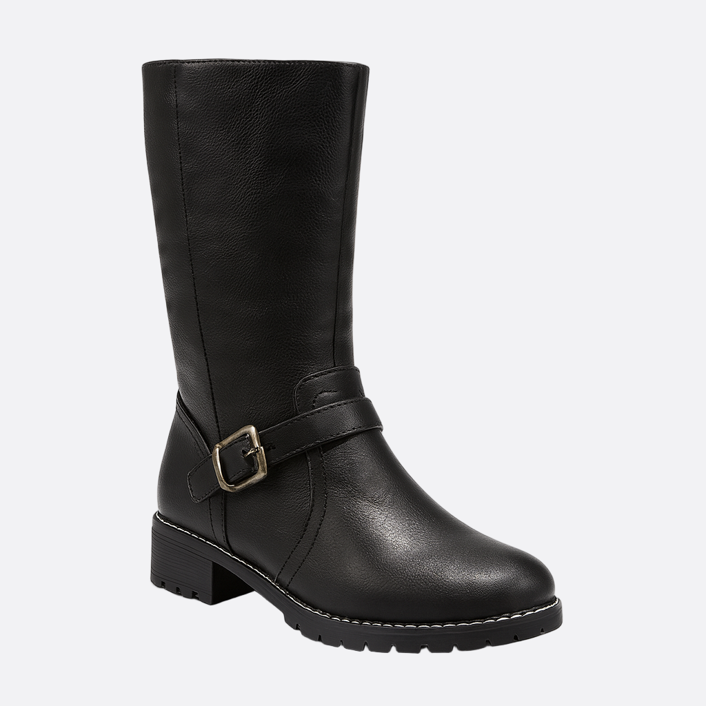 Femmes - Bottes classiques à genoux - Cuir avec boucle - Élégance intemporelle pour toutes les occasions