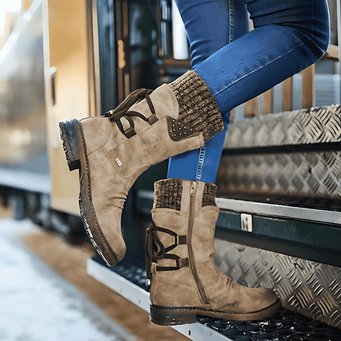 Femmes - Bottines en daim - Semelle plate