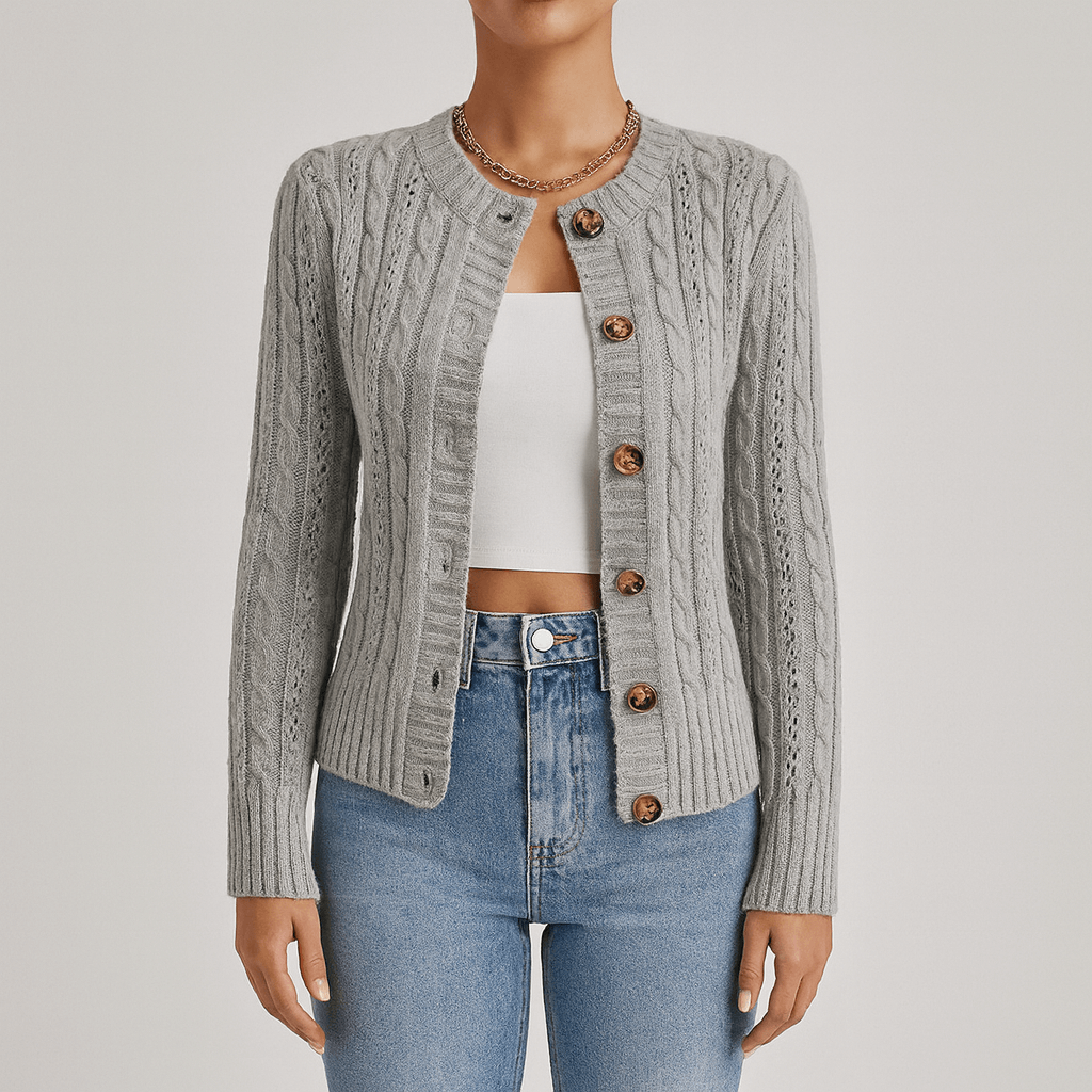 Femmes - Cardigan en maille torsadée - Chic et Confortable - Idéal pour l'Automne
