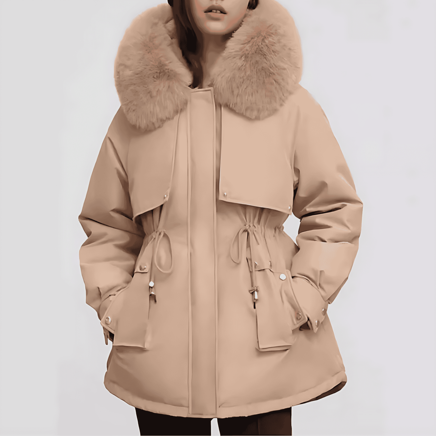 Femmes - Manteau longueur hanche à col en fausse fourrure - Fermeture à glissière
