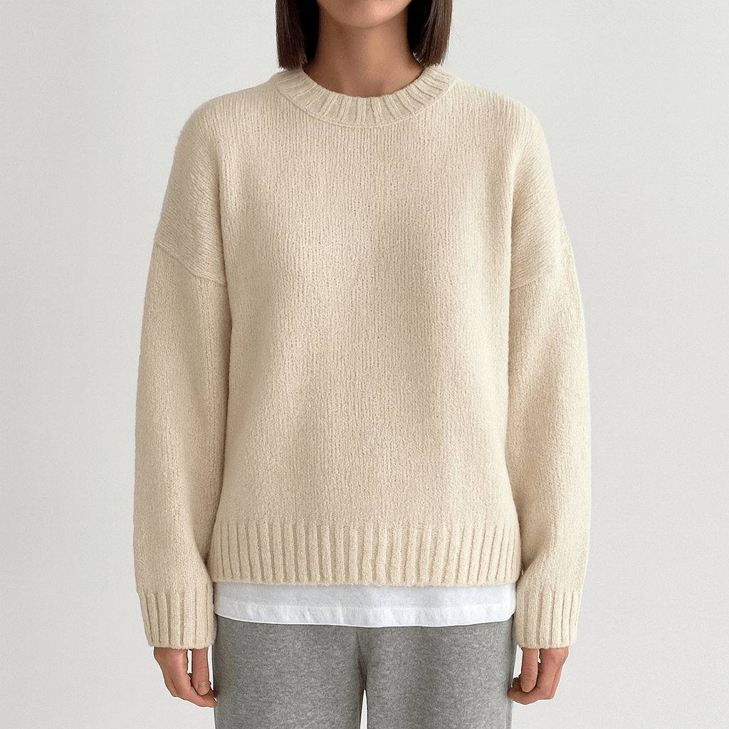 Femmes - Pull en tricot surdimensionné - Col ras du cou