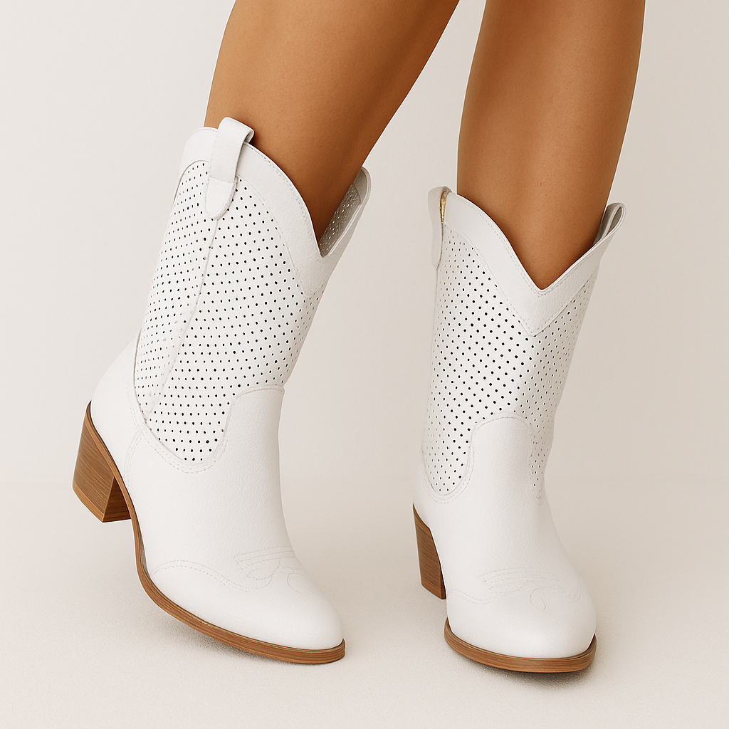 Femmes - Bottes de cowboy chic - Cuir synthétique - Design respirant - Élégance et confort au quotidien