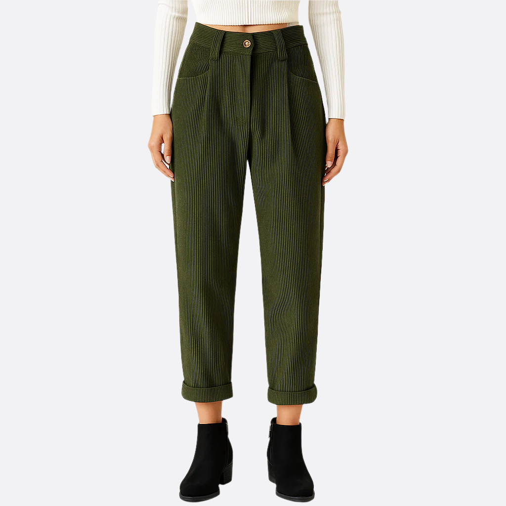 Femmes - Pantalon - Velours côtelé - Taille haute - Confort élégant et polyvalent - Mode tendance