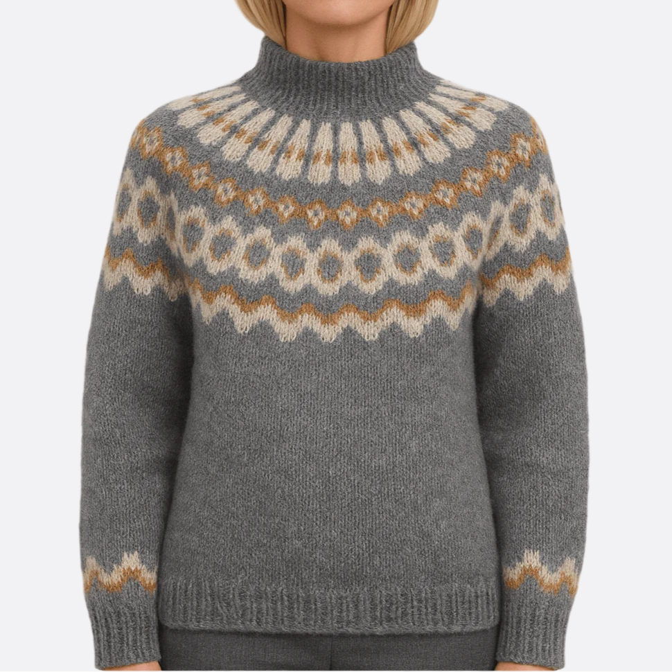 Femmes - Pull à col roulé - Tissu doux - Tricot norvégien - Confortable et élégant pour l'hiver