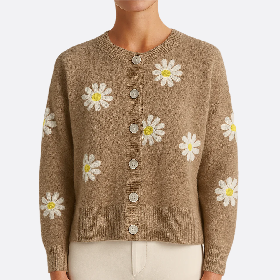 Femmes - Pull en maille floral - Tissu doux - Manches longues - Confortable et élégant pour toutes les occasions