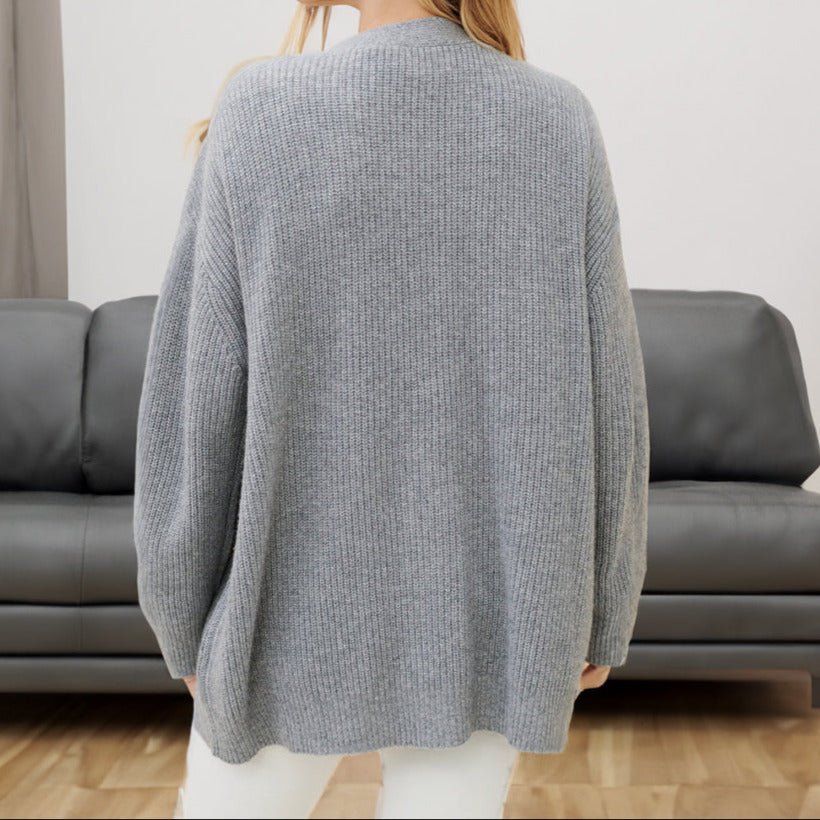 Femmes - Cardigan surdimensionné douillet en tricot côtelé - Confort et style pour toutes les occasions
