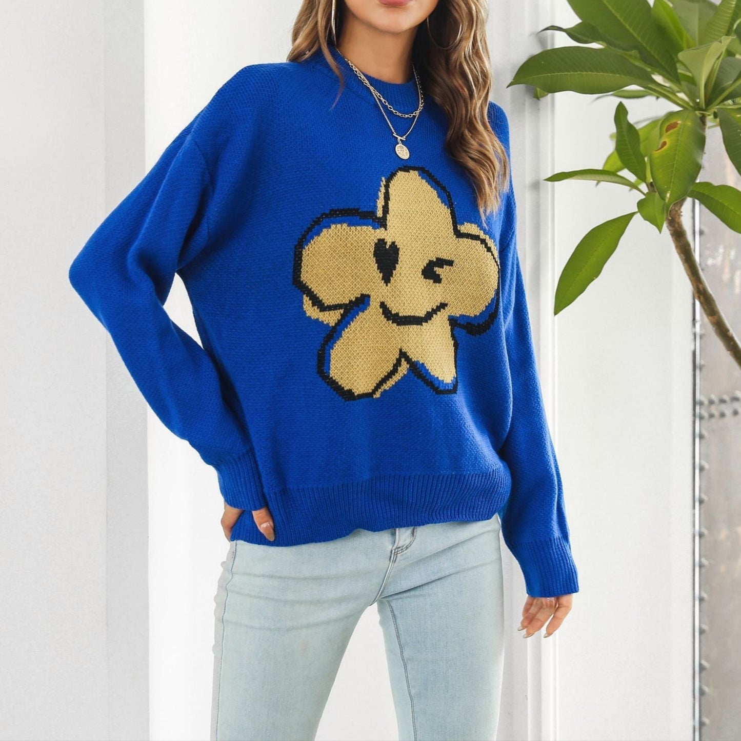Femmes - Pull en maille - Motif floral