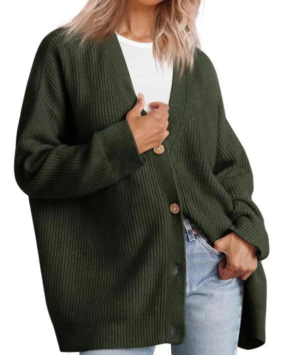 Cardigan boutonné rayé pour femme - Coupe décontractée