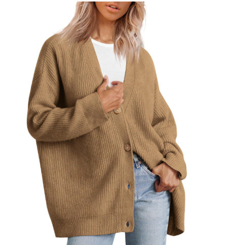 Cardigan boutonné rayé pour femme - Coupe décontractée