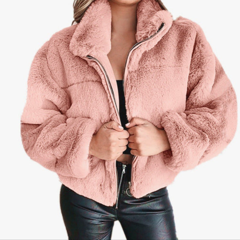 Femmes - Veste mi-longue surdimensionnée - Fausse fourrure