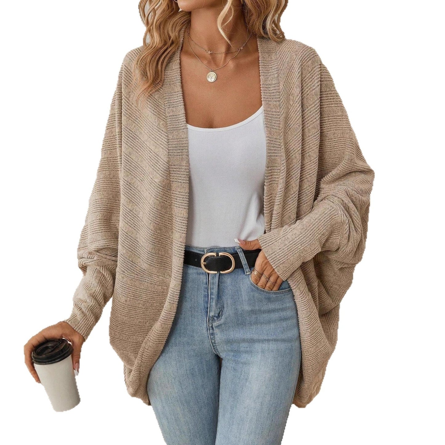 Femmes - Cardigan en tricot surdimensionné - Texture douce