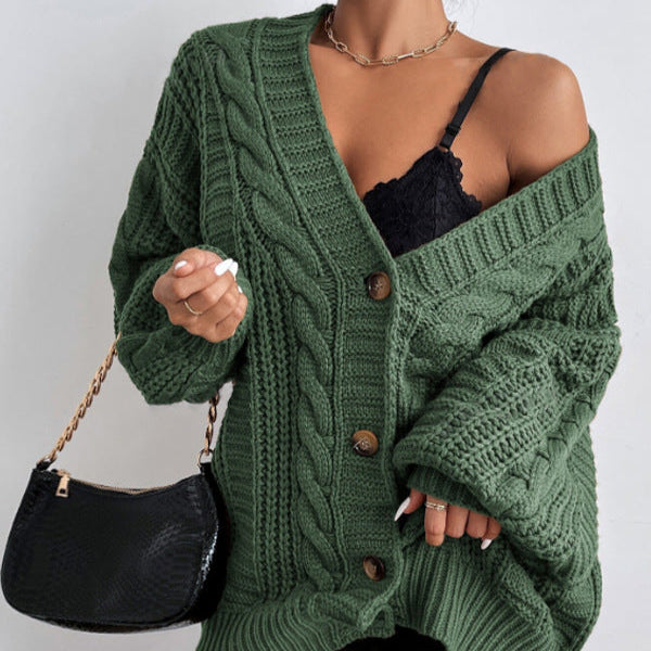 Femmes - Cardigan - Maille torsadée - Tricot Doux et Confortable - Mode Automne/Hiver