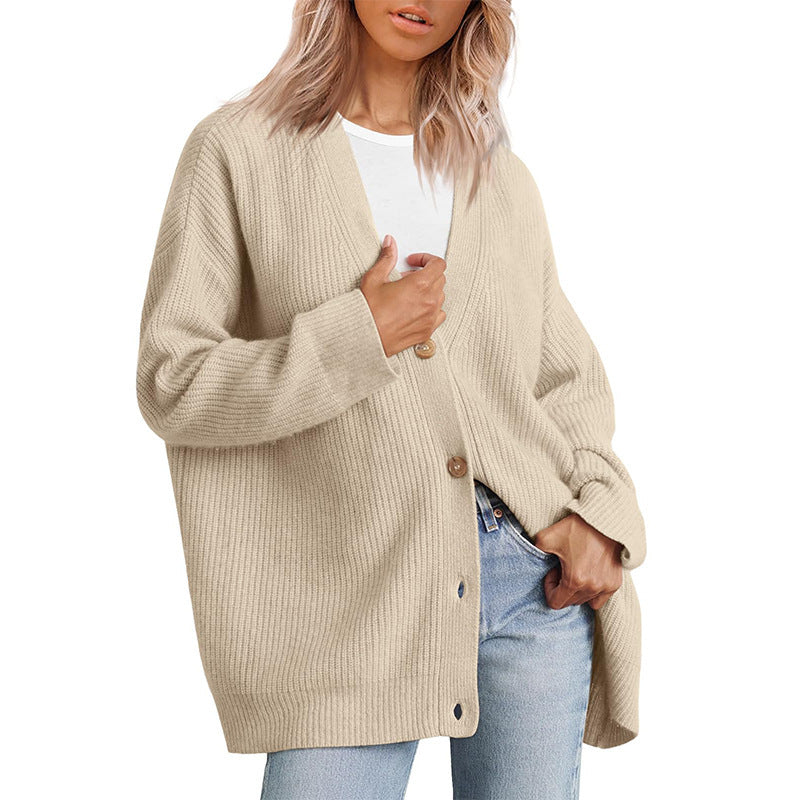 Cardigan boutonné rayé pour femme - Coupe décontractée