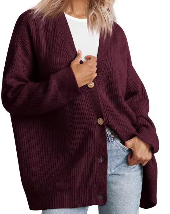 Cardigan boutonné rayé pour femme - Coupe décontractée