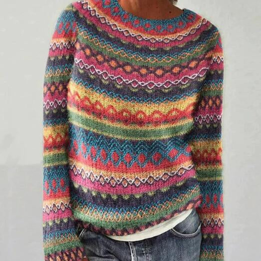 Femmes - Pull d'hiver rayé - Tricot doux et confortable - Multicolore Cozy - Mode féminine tendance