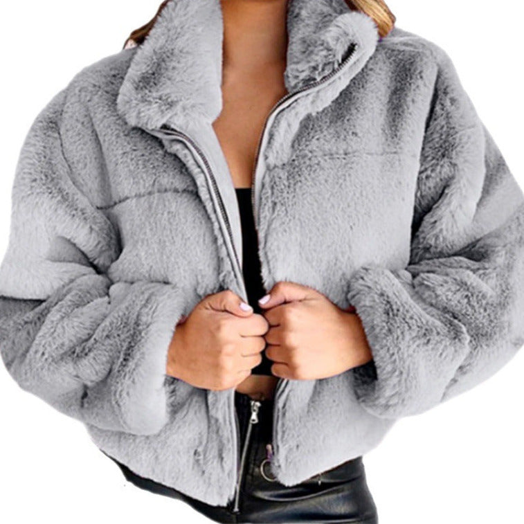 Femmes - Veste mi-longue surdimensionnée - Fausse fourrure