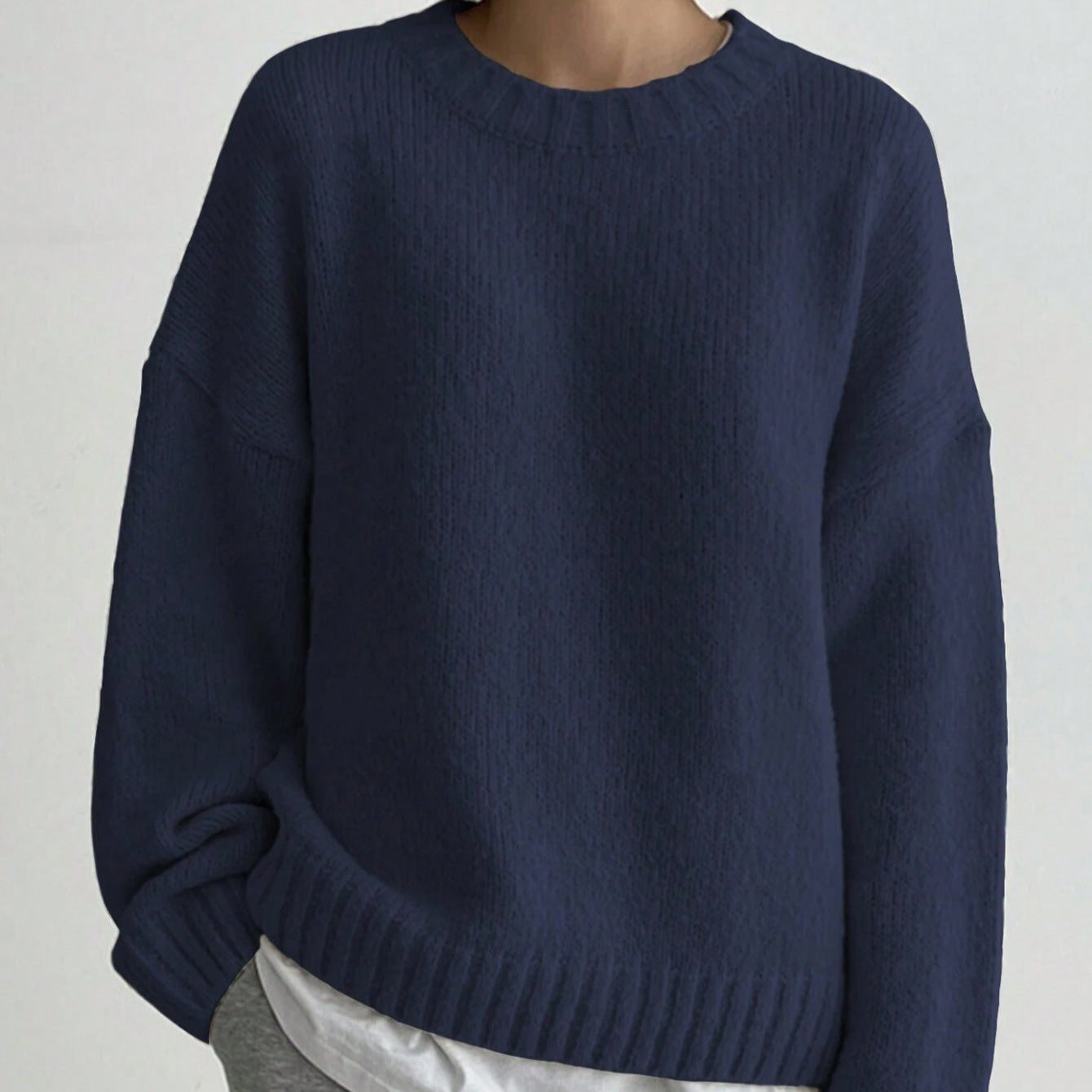 Femmes - Pull en tricot surdimensionné - Col ras du cou