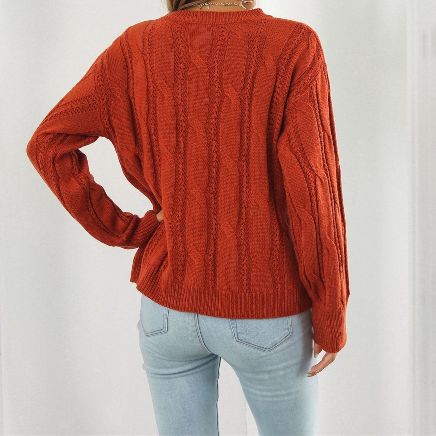 Femmes - Pull en maille structurée - Motif torsadé