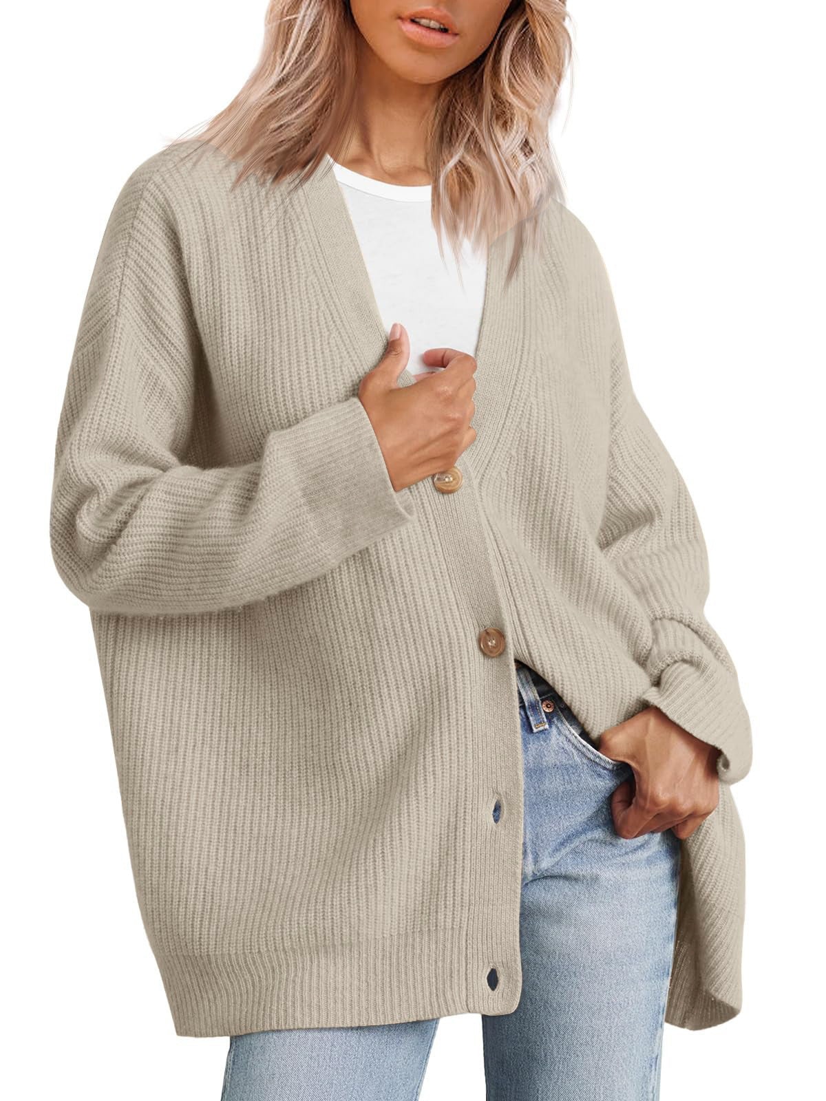 Cardigan boutonné rayé pour femme - Coupe décontractée