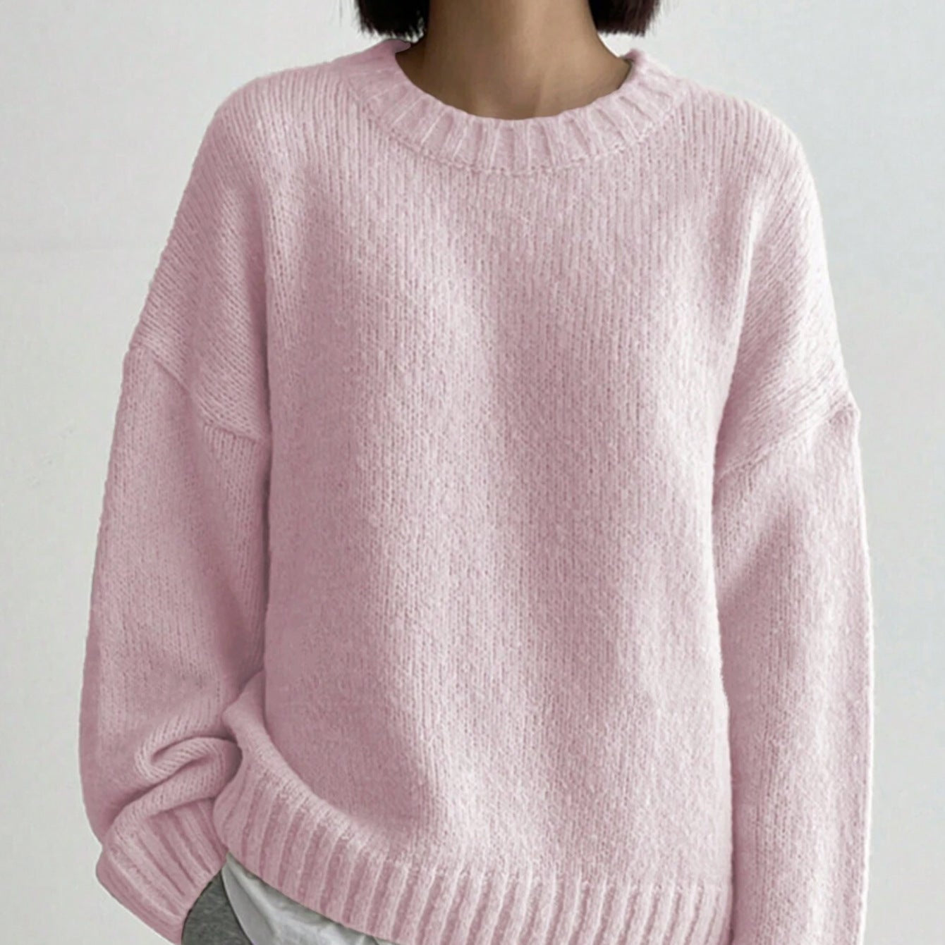 Femmes - Pull en tricot surdimensionné - Col ras du cou