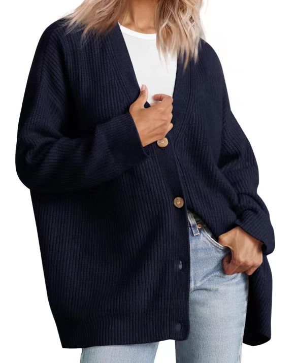 Cardigan boutonné rayé pour femme - Coupe décontractée