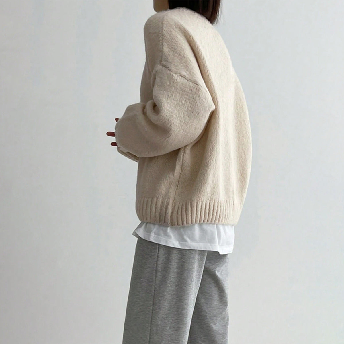 Femmes - Pull en tricot surdimensionné - Col ras du cou