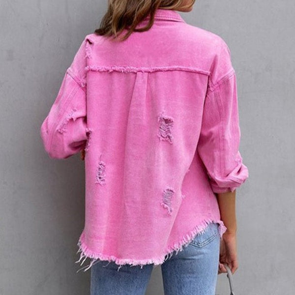 Femmes - Veste en jean décontractée - Denim de haute qualité - Style artistique élégant - Mode tendance