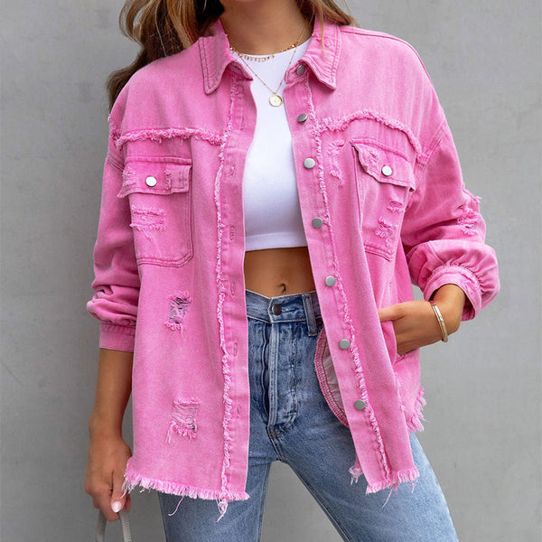 Femmes - Veste en jean décontractée - Denim de haute qualité - Style artistique élégant - Mode tendance