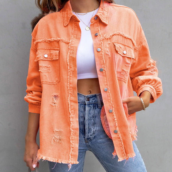 Femmes - Veste en jean décontractée - Denim de haute qualité - Style artistique élégant - Mode tendance
