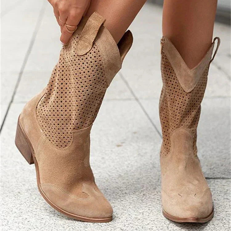 Femmes - Bottes de cowboy chic - Cuir synthétique - Design respirant - Élégance et confort au quotidien