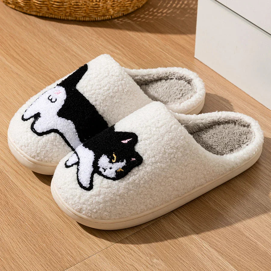 Femmes - Chaussons doux - Motif de chat - Confort chaleureux pour des moments douillets