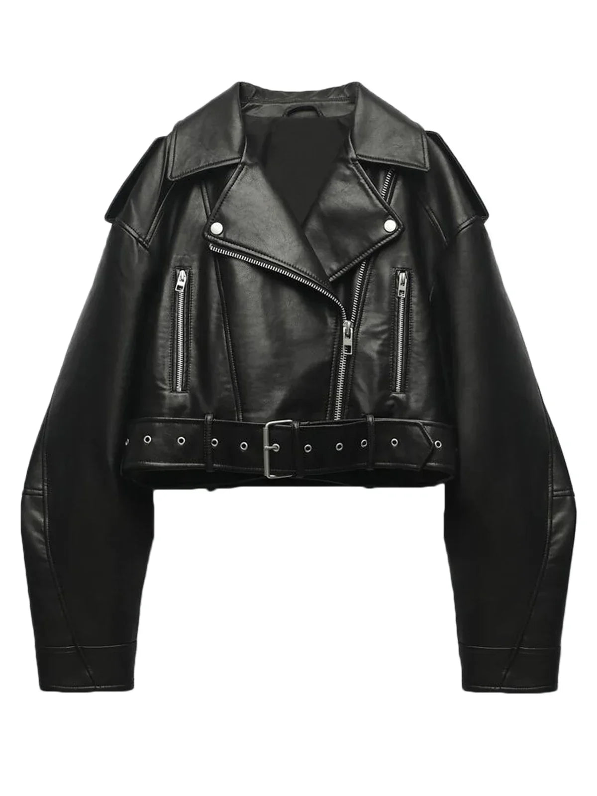Femmes - Veste de motard classique - Cuir - Style décontracté, parfait pour l'automne