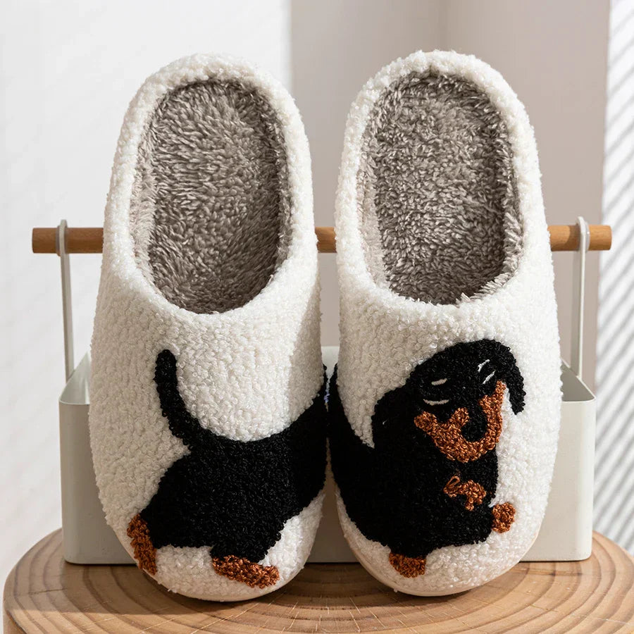 Femmes - Chaussons - Motif de chien - Douillets et chauds pour vos moments de détente