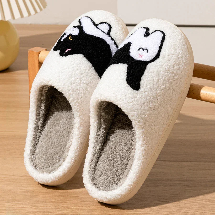 Femmes - Chaussons doux - Motif de chat - Confort chaleureux pour des moments douillets