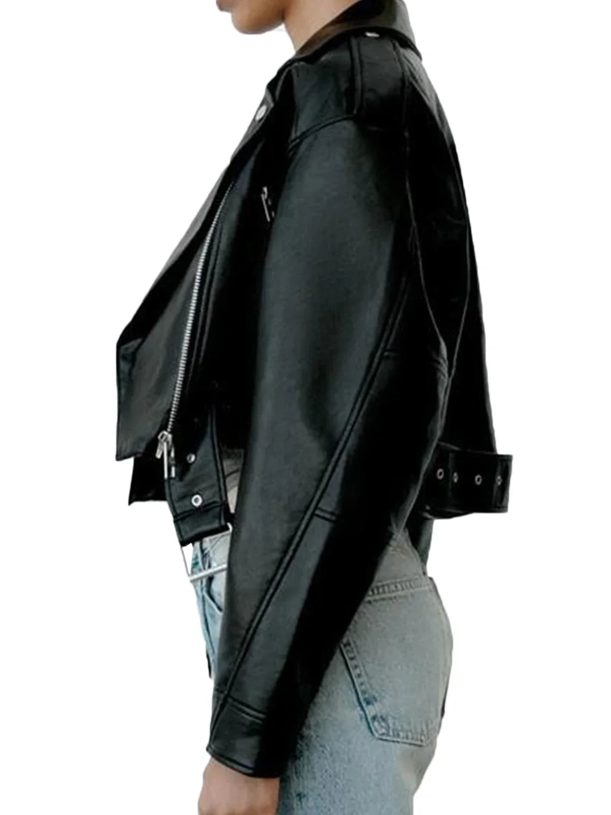 Femmes - Veste de motard classique - Cuir - Style décontracté, parfait pour l'automne